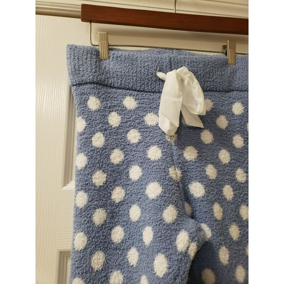 Honeydew Fuzzy PJ Pants, Women's Small, Blue with White Polka Dots, Drawstring - Picture 3 of 5